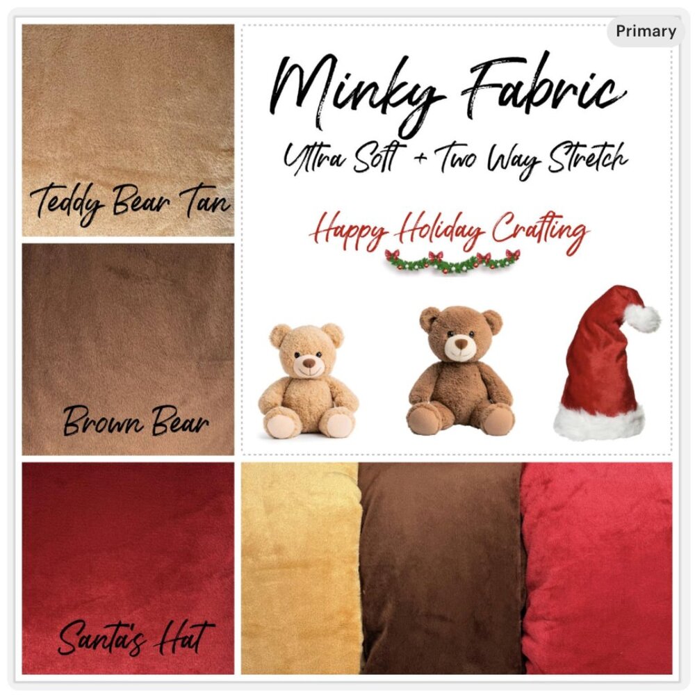 Minky | 2 Way Stretch | Holiday Fabric| Teddy Bear Tan| Yards Only | 1 1/2 Yards